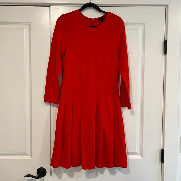 J Crew Women's Longsleeve Dress Bright Red Knee Length Size 12 - Picture 1 of 10